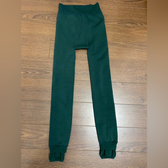 Women Small Lined Leggings Thermal Tights High Waisted Nude and Green (2 Pack) - Picture 6 of 8